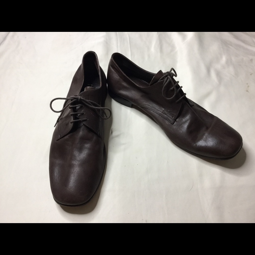 Prada Men’s Brown Leather Derby Oxfords Shoes 10